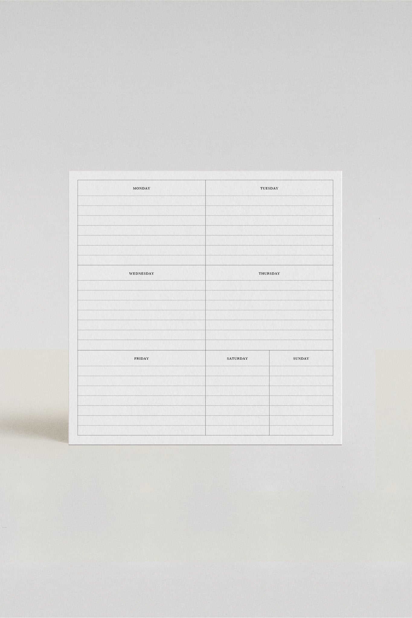 Notes 20x20 - Harmonogram tygodnia