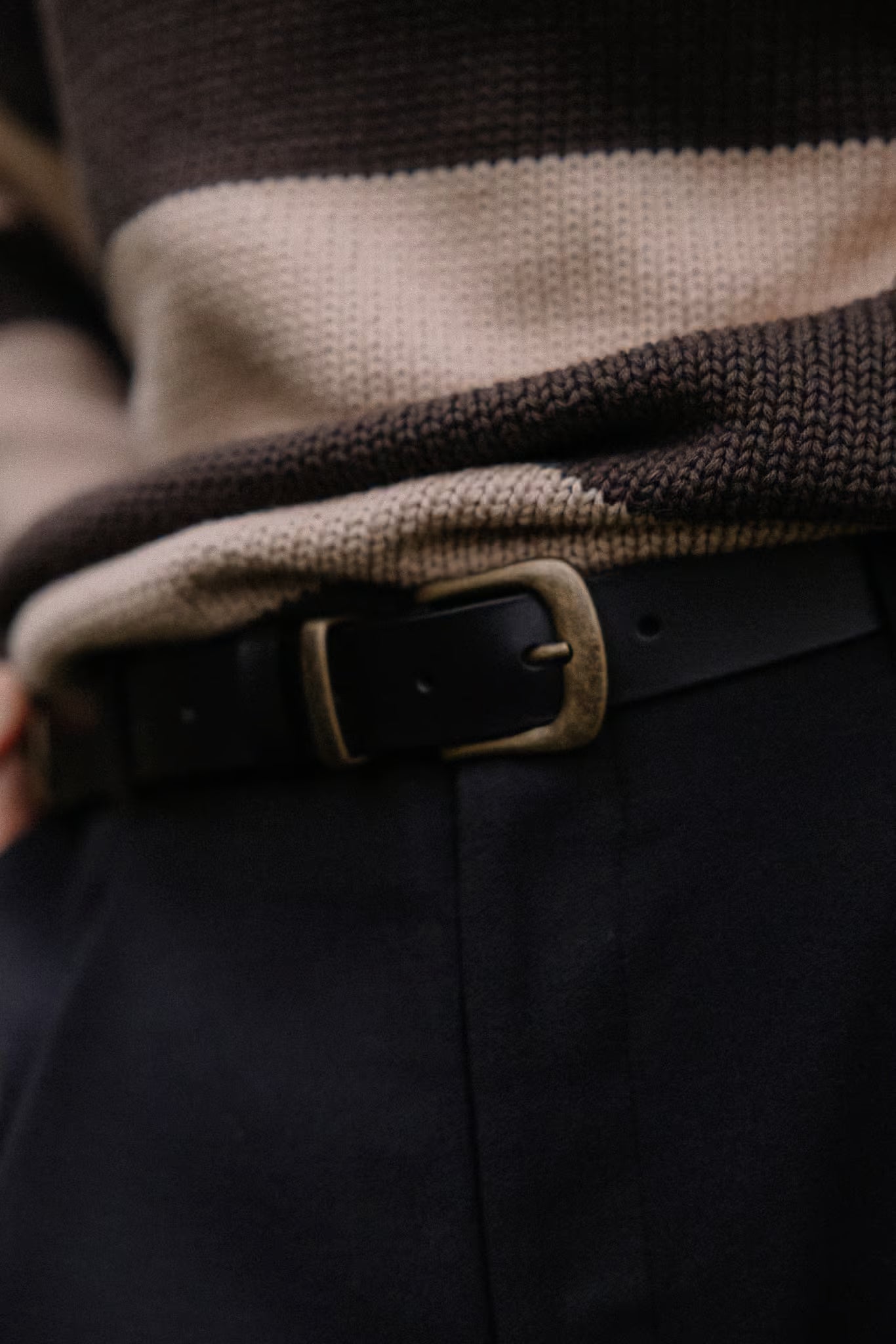 Pasek skórzany Ivy Black & Brass