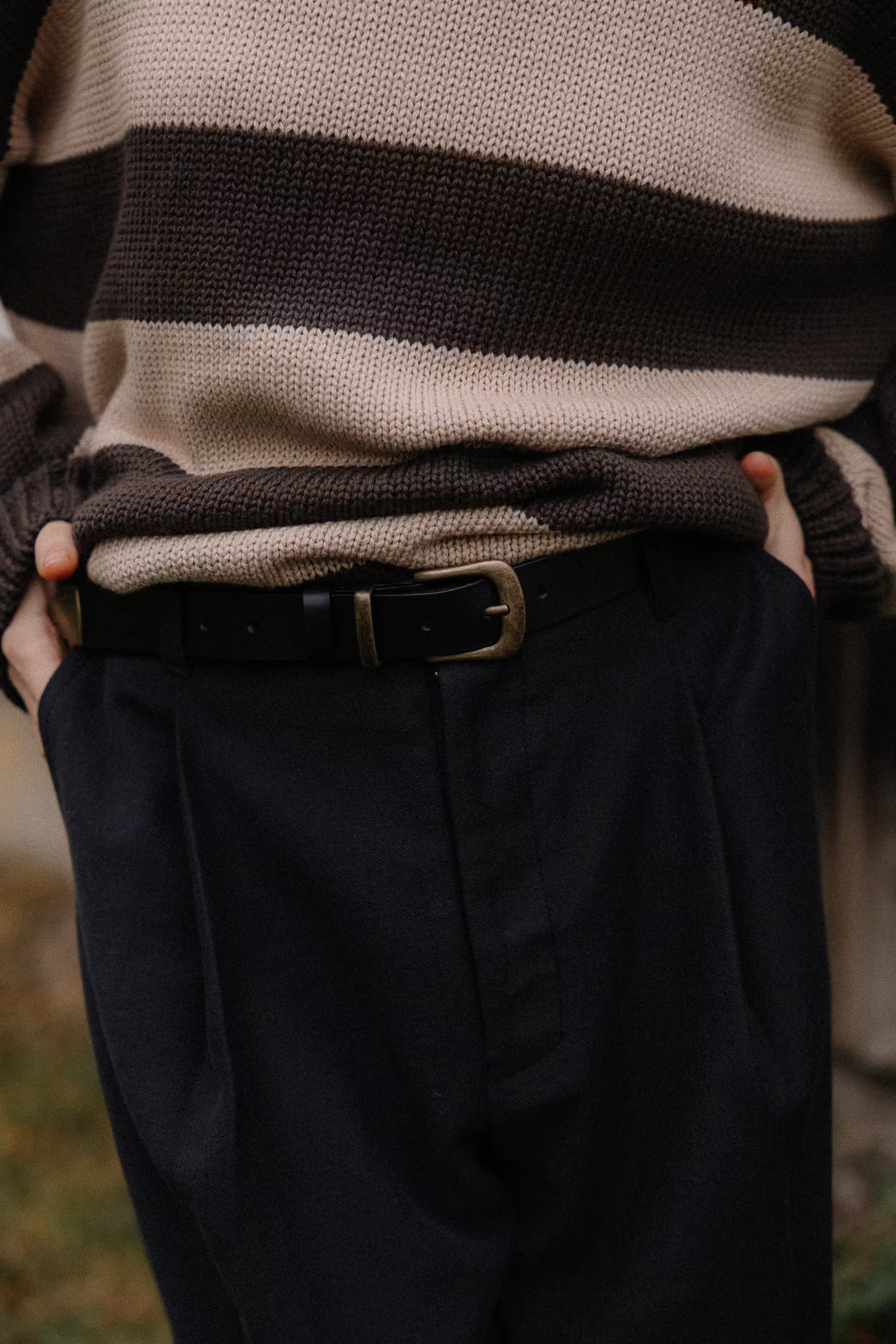 Pasek skórzany Ivy Black & Brass